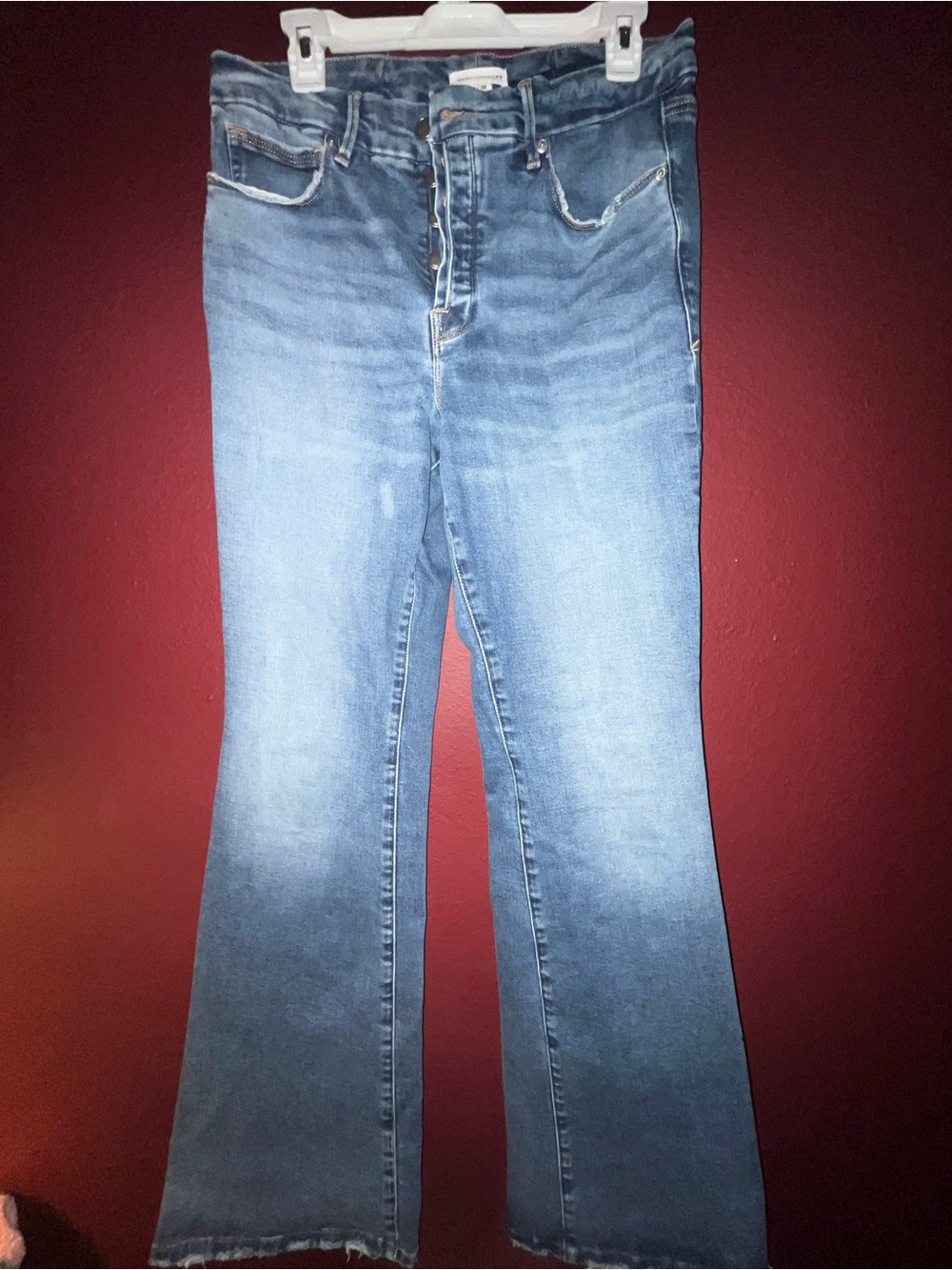 Good American Mid-Wash Flare Jeans